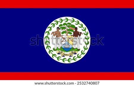 Vector illustration of the official flag of Belize, highlighting its symbolic representation of heritage and national pride. Ideal for designs focused on cultural identity. High-quality vibrant image