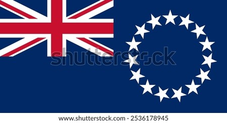 Vector illustration of the Cook Islands flag featuring blue, white, and the Union Jack with a circle of stars. Perfect for patriotic projects, cultural representations, and national pride themes