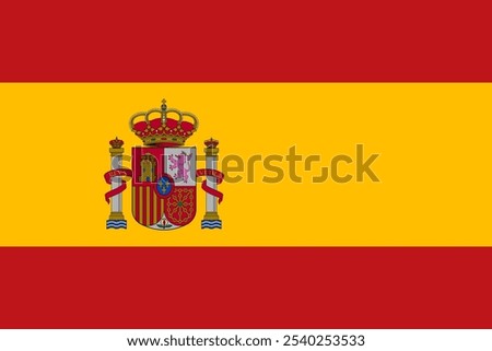 The official flag of Spain features red and yellow stripes with a national coat of arms, symbolizing unity and heritage. Spain is known for its rich culture, diverse landscapes, and vibrant history