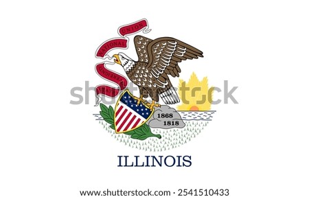 The official flag of Illinois features a white field with the state seal, symbolizing heritage and pride. Illinois is known for its rich history and diverse culture