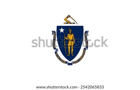 The official flag of Massachusetts features a white field with the state seal, symbolizing heritage and unity. Massachusetts is known for its rich history, diverse culture, and iconic coastline