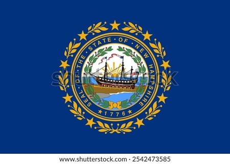 The official flag of New Hampshire features the state seal on a blue field, symbolizing heritage and unity. New Hampshire is known for its rich history, diverse culture, and scenic landscapes