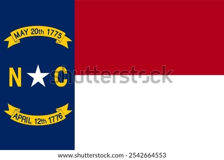 The official flag of North Carolina features a blue, red, and white field with the state seal, symbolizing heritage and unity. North Carolina is known for its rich history and stunning landscapes