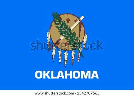 The official flag of Oklahoma features a blue field with a traditional Osage Nation buffalo-skin shield, symbolizing heritage and unity