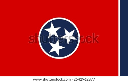 The official flag of Tennessee features three white stars on a blue circle within a red field, symbolizing heritage and unity. Tennessee is known for its rich history, culture, and vibrant music scene