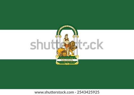 The official flag of Andalucia features green and white stripes, symbolizing heritage and unity. Andalucia is known for its rich history, vibrant culture, and Mediterranean beauty