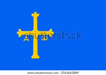 The official flag of Asturias features a blue field with a yellow cross, symbolizing heritage and unity. Asturias is known for its rich history, vibrant culture, and stunning Atlantic coastline