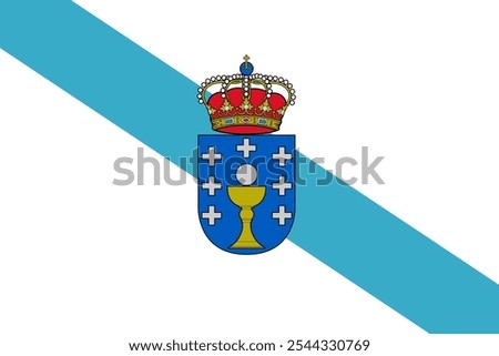 Galicia's flag represents its rich cultural history. This northwestern Spanish autonomous community is known for its medieval heritage, scenic coastal landscapes, and pilgrim traditions