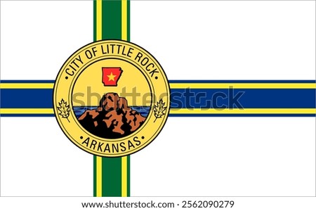 High-quality vector illustration of the official flag of Little Rock, Arkansas. Ideal for civic designs, presentations, and cultural projects, highlighting Little Rock's rich heritage