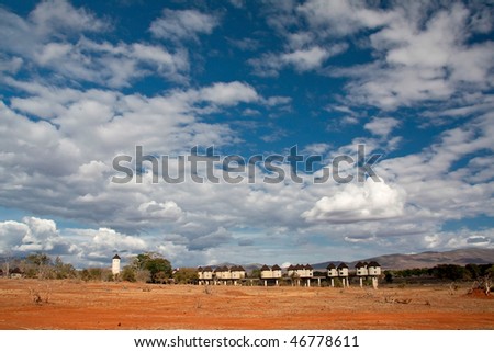 Blue sky over the Taita Saltlick Safari Lodge, Kenya.
