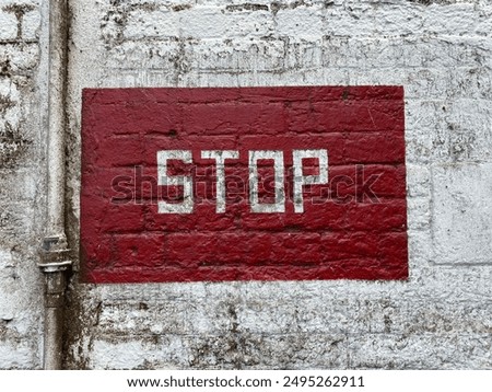 Similar – Image, Stock Photo A painted stop on a wooden board