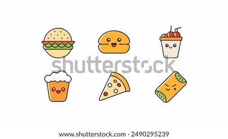 Fast food restaurants icons. Mcdonalds, KFC, Burger King, Domino's, Starbucks, Baskin Robbins, Pizza Hut, Taco Bell, Subway, Dunkin'. Editorial illustration