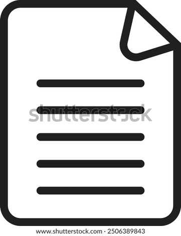 Paper icon vector illustration isolated sign symbol, black and white style. Vector illustration 
