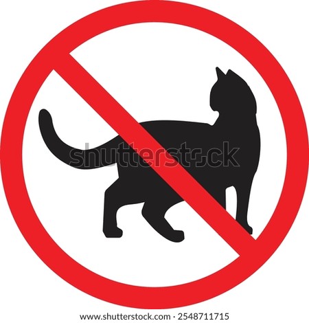 Cat - no entry sign. Prohibited circle with cat. isolated on white background. Vector 