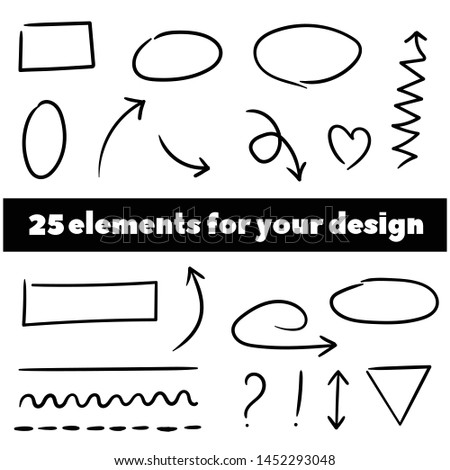 Decorate your texts and photos with hand drawn elements. Arrows circles and abstract doodle writing design vector set