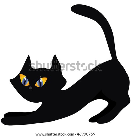 Halloween Black Cat On White Background Stock Photo 46990759 : Shutterstock