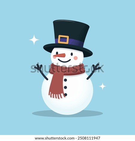 Happy Snowman Winter Wonderland Vector Art