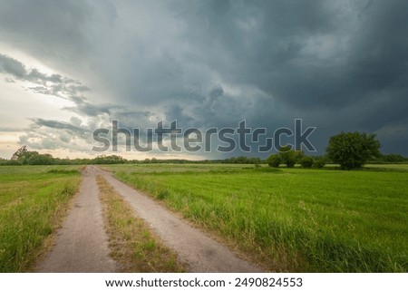 Similar – Foto Bild Sturmwolken über einem goldenen Kornfeld.