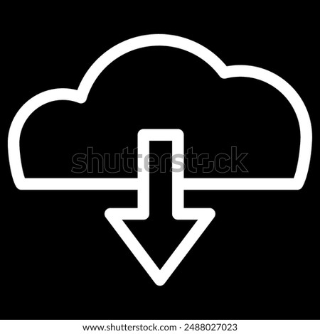 Cloud download glyph icon. A cloud with a downward arrow, symbolizing cloud storage, downloading, and data transfer. Ideal for technology, internet, and digital services themes.