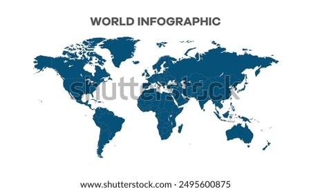 World Map, Very high resolution world map, isolated on white background. Infographic, Flat Earth, Globe similar worldmap icon. annual report, Travel worldwide, map silhouette backdrop.