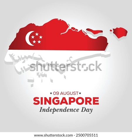 9th August Singapore Independence Day, Realistic 3D Map of Singapore Vector Design Templat