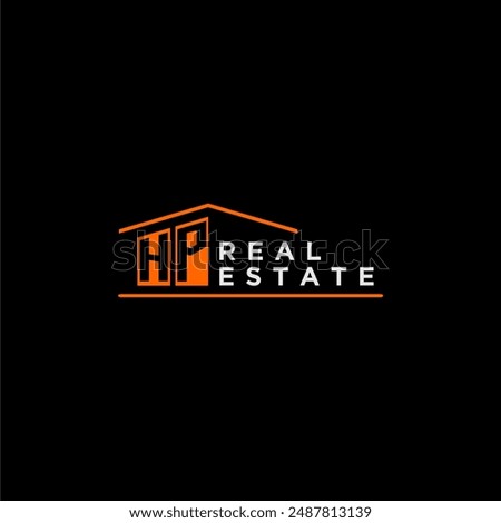 HP letter roof shape logo for real estate with house icon design