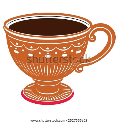Similar – Image, Stock Photo Tea bowl fine blue and white patterned in Japanese Tokusa design with freshly brewed Assam organic black tea on which some air bubbles float