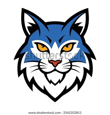 A bold wildcat mascot logo vector with fierce eyes, sharp claws, and detailed fur texture. The design emphasizes strength and agility, perfect for sports teams or school pride.,