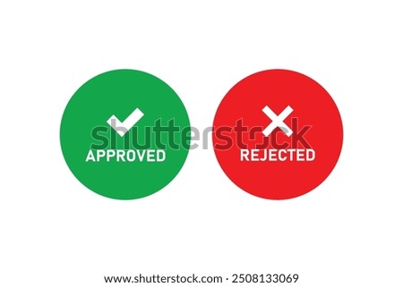 Approved and rejected vector with circle stamp 