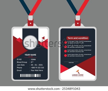 Modern and clean business id card template. professional id card design template with red color. corporate modern business id card design template. Company employee id card template.