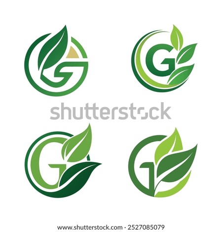 vector set nature and initial G logo design