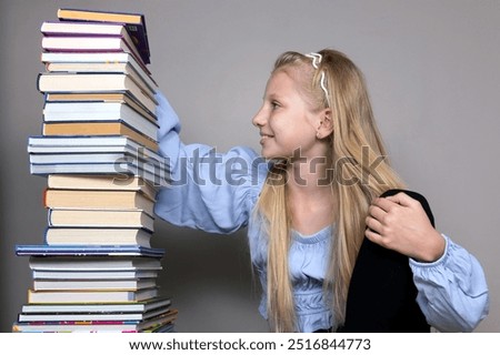 Similar – Image, Stock Photo Reach into the bookshelf