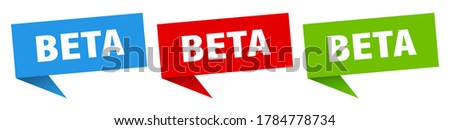 beta banner. beta speech bubble label set