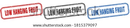 low hanging fruit square isolated sign set. low hanging fruit stamp 商業照片 © 