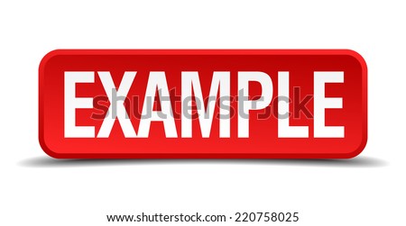Example red 3d square button isolated on white background