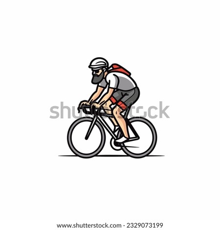 Cyclist. Road cyclist hand-drawn illustration. Vector doodle style cartoon illustration