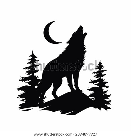 Wolf silhouette. Wolf black icon on white background