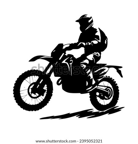 Motocross biker silhouette. Enduro biker black icon on white background