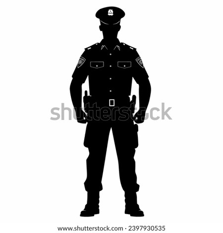 Police officer silhouette. Police officer black icon on white background