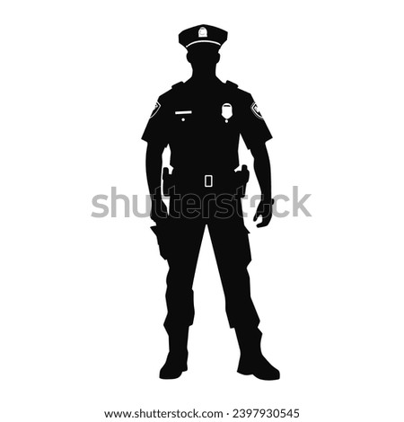 Police officer silhouette. Police officer black icon on white background