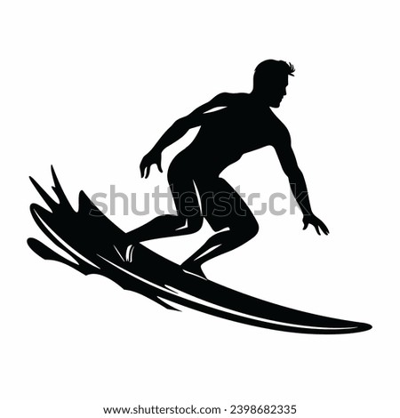 Surfer silhouette. Surfer black icon on white background