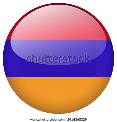 Armenia flag button. Armenia circle flag button isolated on white background