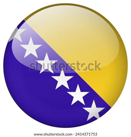 Bosnia and Herzegovina flag button. Bosnia and Herzegovina circle flag button isolated on white background