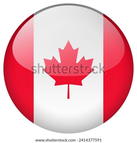 Canada flag button. Canada circle flag button isolated on white background