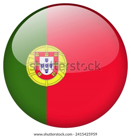 Portugal flag button. Portugal circle flag button isolated on white background