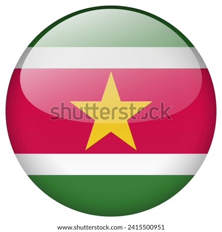 Suriname flag button. Suriname circle flag button isolated on white background
