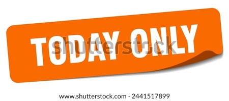 today only sticker. today only rectangular label isolated on white background