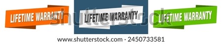 lifetime warranty ribbon label sign set. lifetime warranty banner