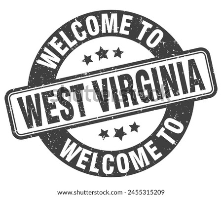 Welcome to West Virginia stamp. West Virginia round sign isolated on white background