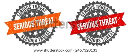 serious threat grunge stamp set. serious threat band sign